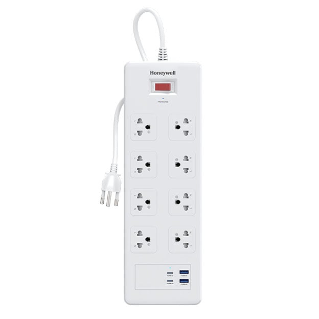 รางปลั๊กไฟ 8 ช่อง Honeywell รุ่น HCC000053 ป้องกันไฟกระชาก 1.8 เมตร (USB-A 2 ช่อง , USB-C 1 ช่อง)_0